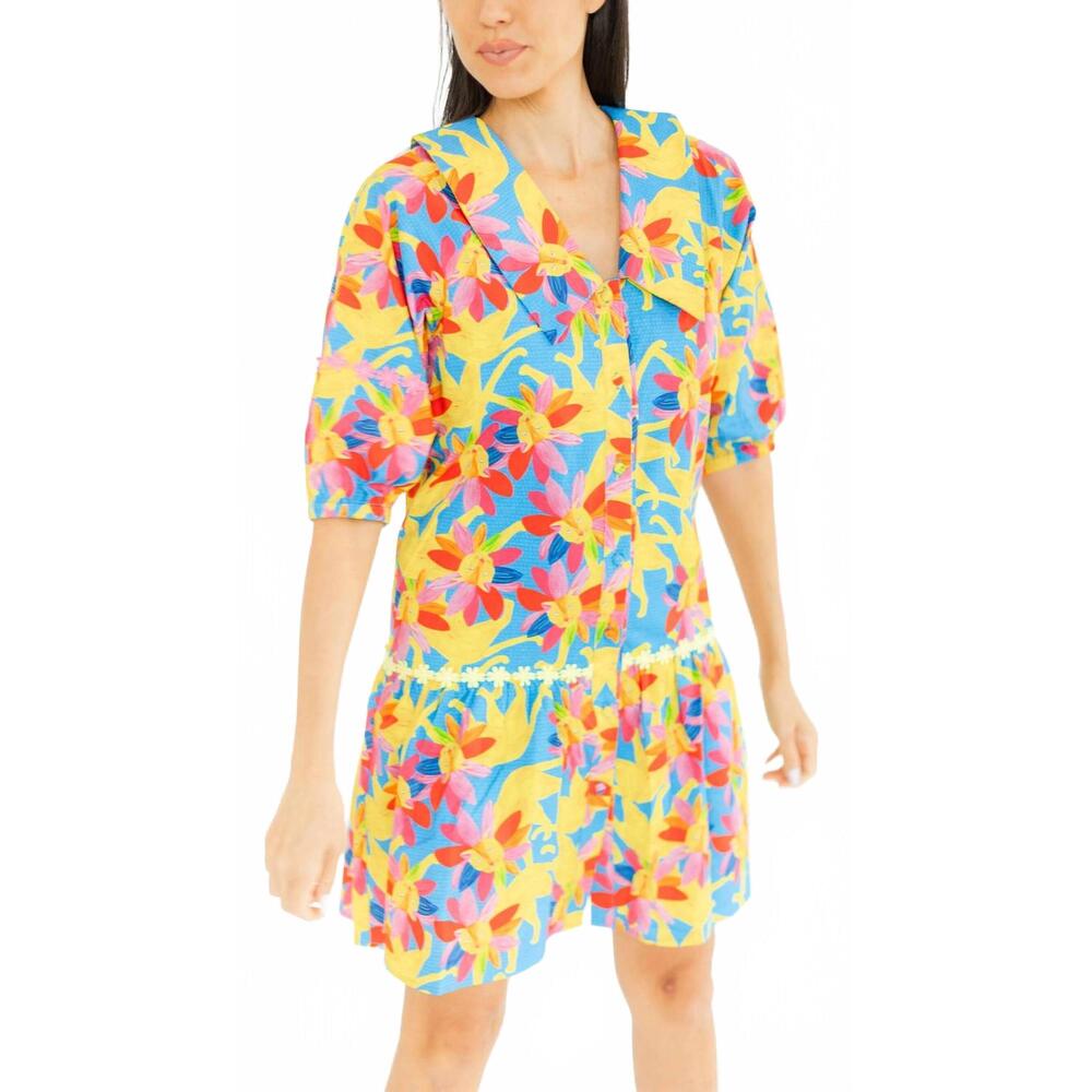 NEW MARIE BY VICTORIA DUNN faye baywatch dress in yellow multi